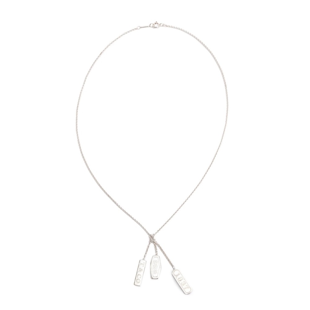 Tiffany Sterling Silver 1837 Triple Tag Lavalier Necklace